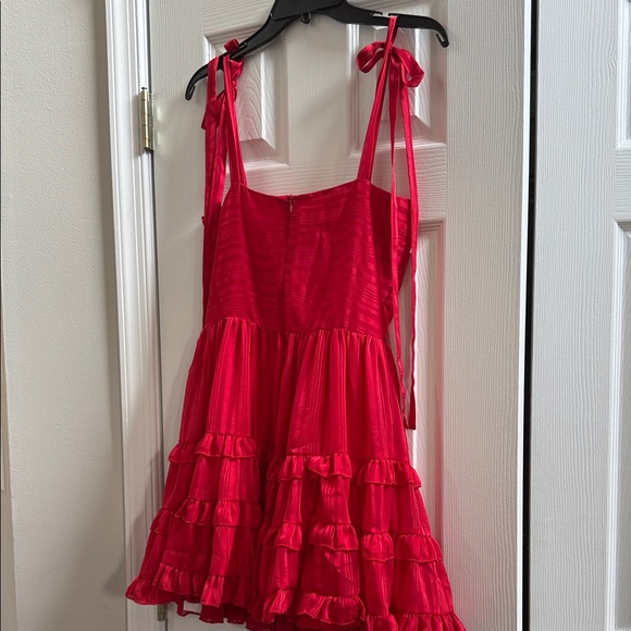 Red Ruffled Mini Dress - Picture 5 of 6